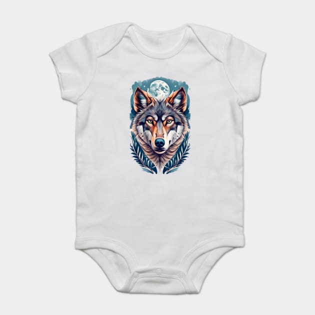 Wolf In Moonlight Baby Bodysuit by Jo Palmer
